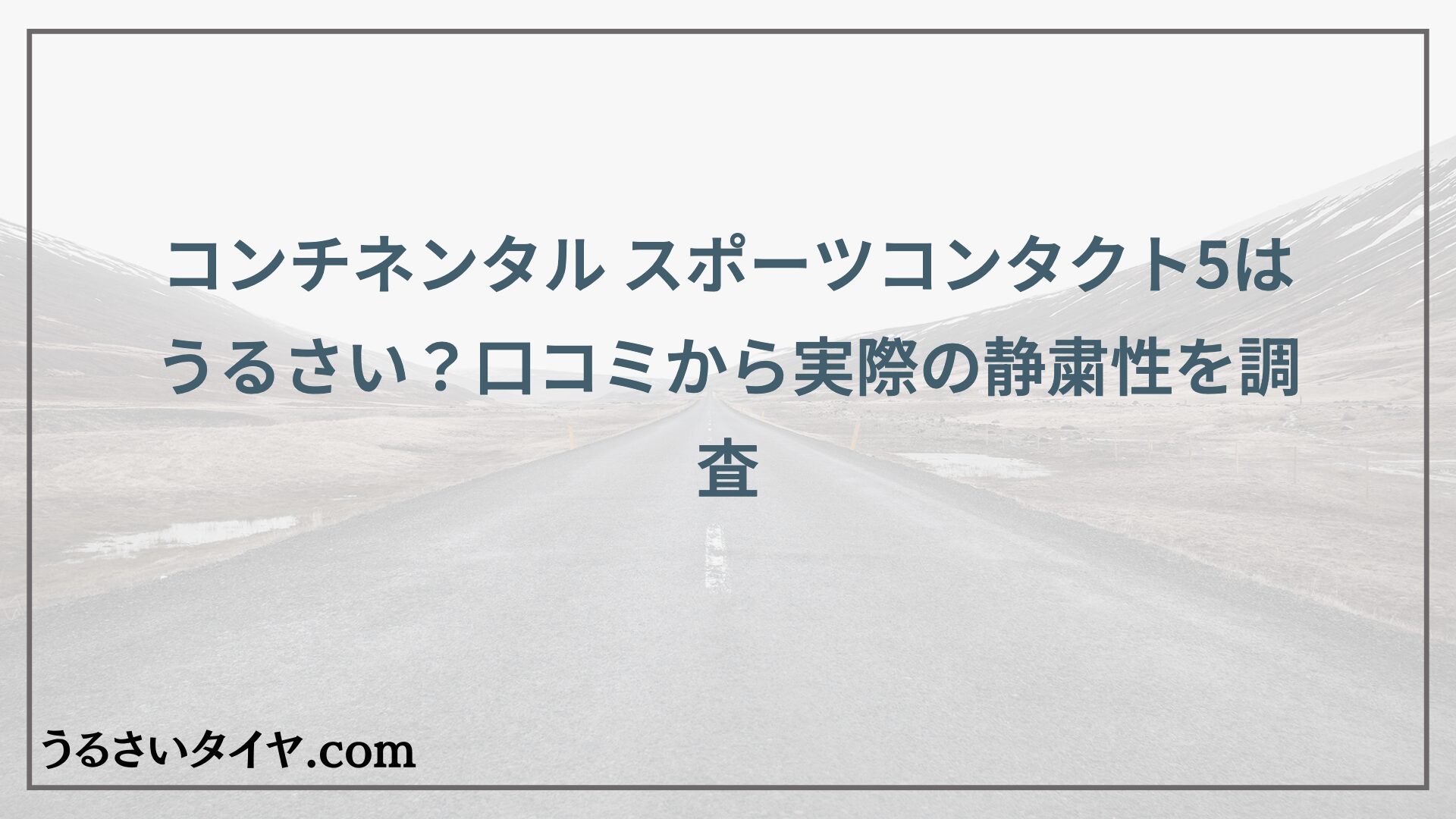コンチネンタル スポーツコンタクト5はうるさい？口コミから実際の静粛性を調査