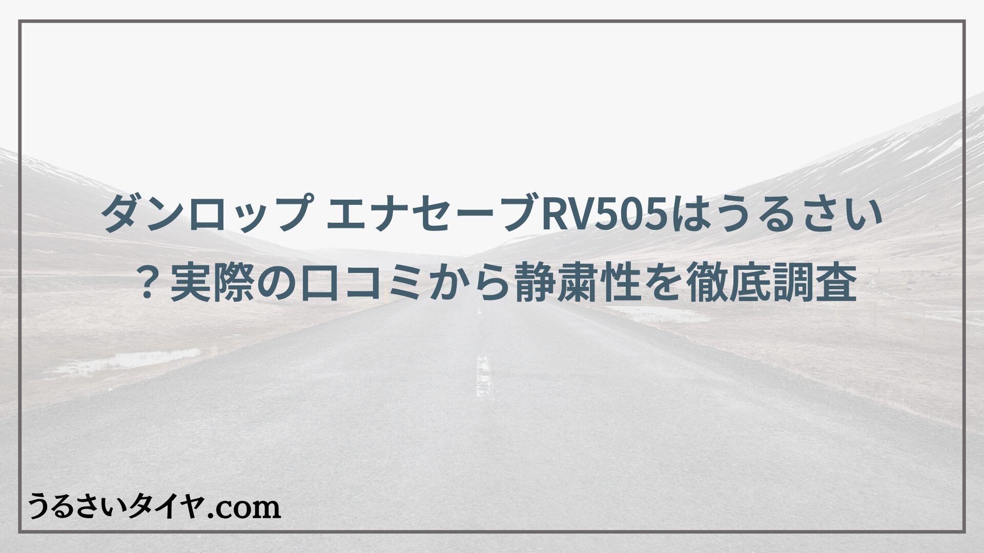 ダンロップ エナセーブRV505はうるさい？実際の口コミから静粛性を徹底調査
