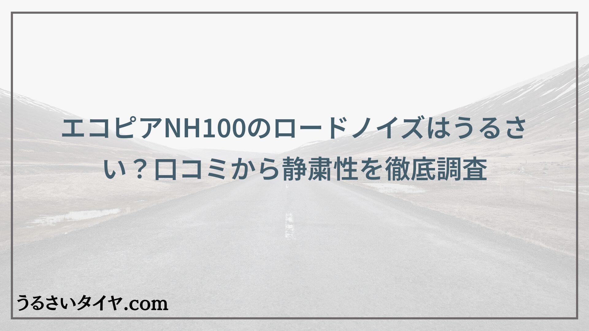 エコピアNH100のロードノイズはうるさい？口コミから静粛性を徹底調査