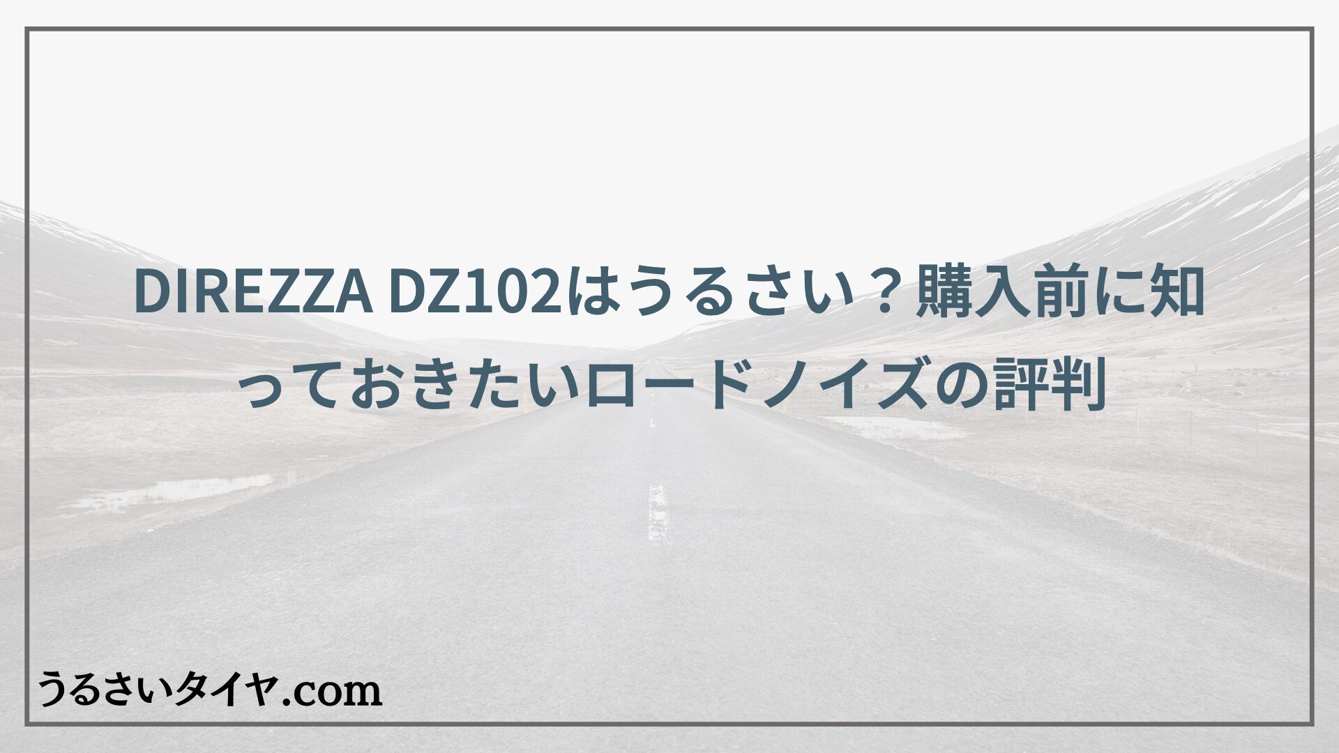 DIREZZA DZ102はうるさい？購入前に知っておきたいロードノイズの評判